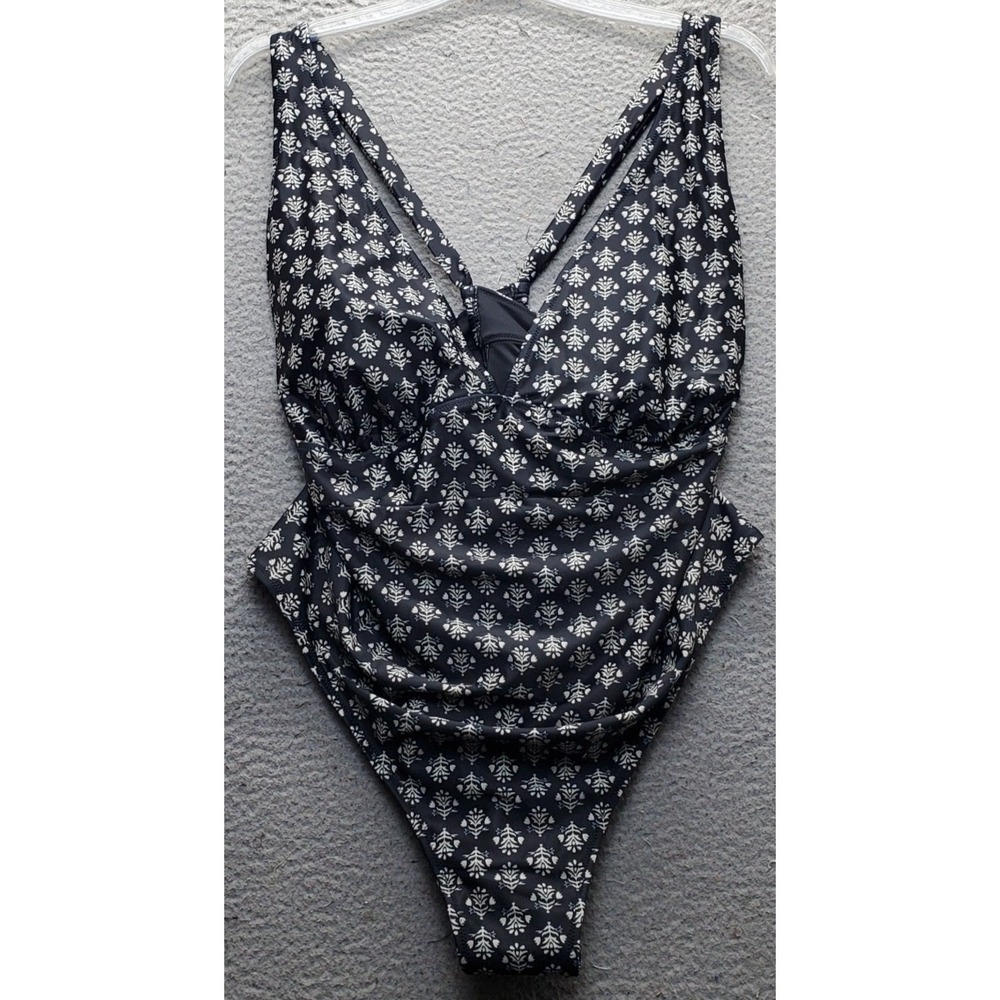 Old Navy Swimsuit Womens 3X Multi Floral Stretch V-Neck Ruched Tummy Control